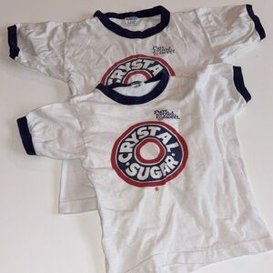 CRYSTAL SUGAR KIDS T SHIRTS RINGER VINTAGE SUGAR BEET 1980s Midwest kid T Shirts